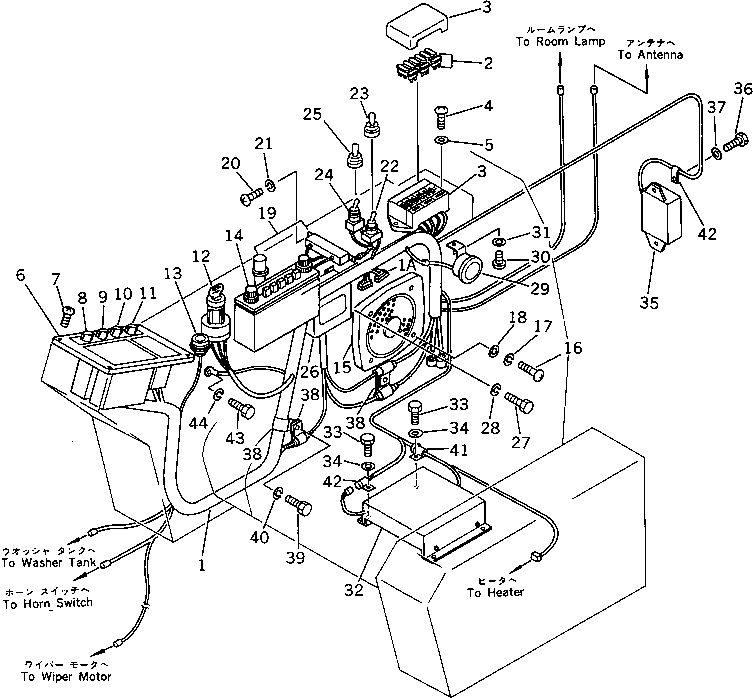 Excavators Komatsu / PC100U-3 S/N 12001-UP(pc100u0r) / INSTRUMENT PANEL (FOR LONG LEVER CONTROL)(WITH AUTO DECELERATION)(WITH SWING MECHANICAL BRAKE)(#12020-.)(030140 : 1411A)