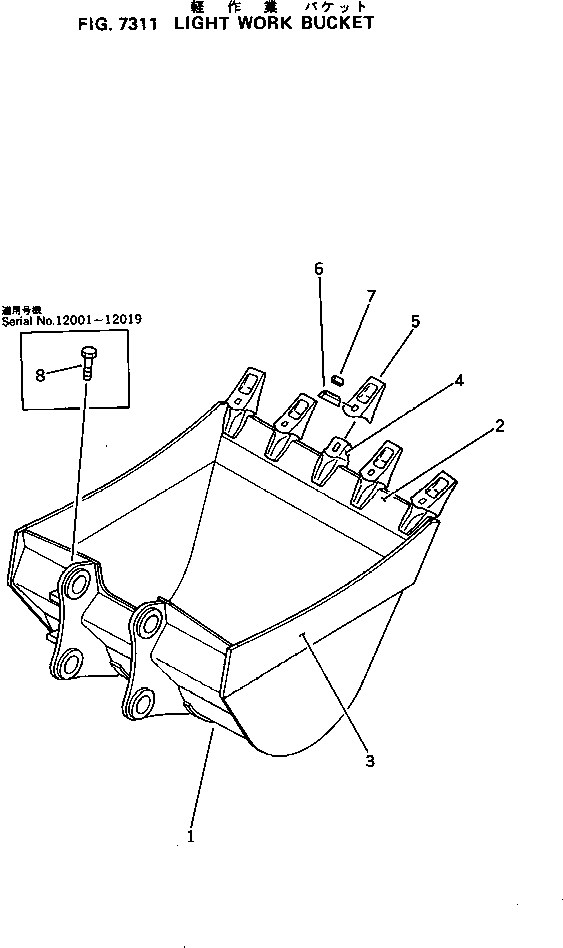 Excavators Komatsu / PC100U-3 S/N 12001-UP(pc100u0r) / LIGHT WORK BUCKET(210110 : 7311)