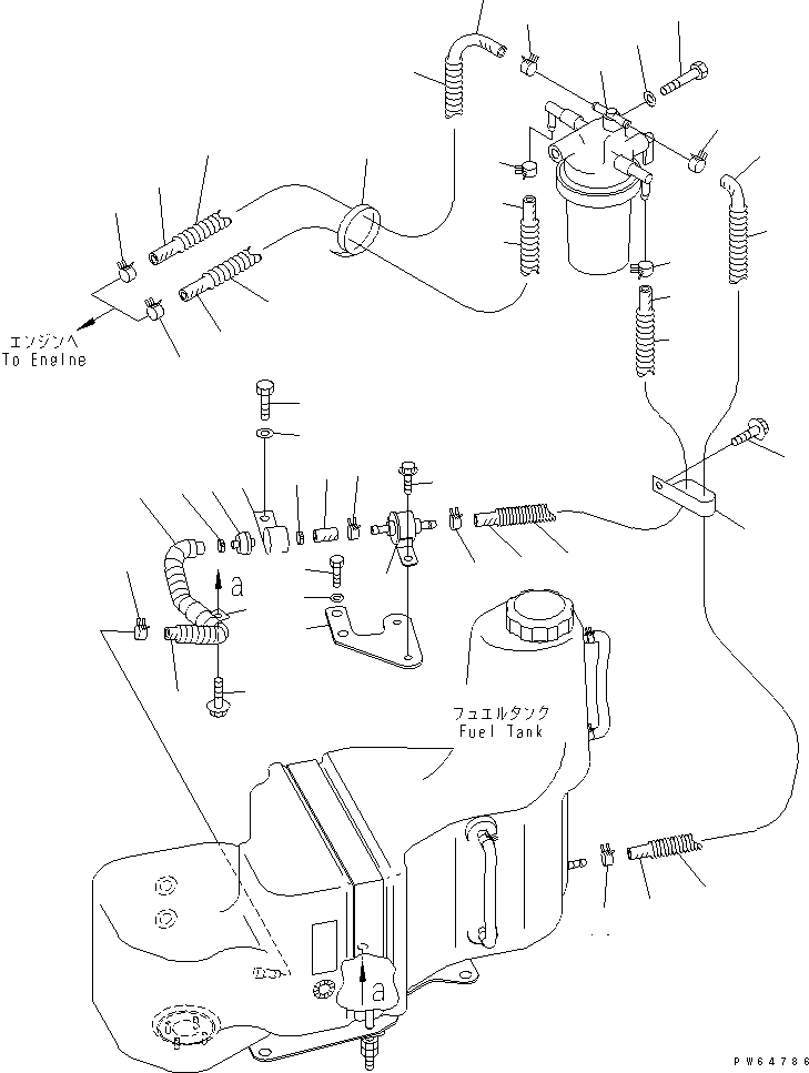 Excavators Komatsu / PC10MR-1 S/N 30001-UP(pc10mr-r) / FUEL TANK (FUEL PIPING)(090020 : D0100-02A0)