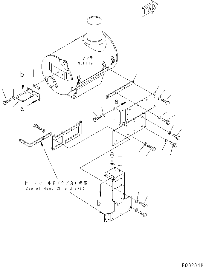 Komatsu parts book diagram for PC1100LC-6 S/N 10001-UP: EXHAUST (HEAT SHIELD)(#10155-)