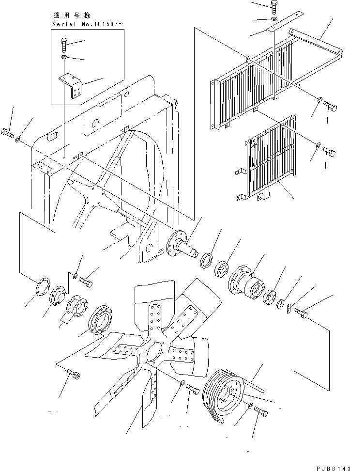 Komatsu parts book diagram for PC1100LC-6 S/N 10001-UP: COOLING (RADIATOR AND OIL COOLER) (FAN GUARD AND MOUNT)