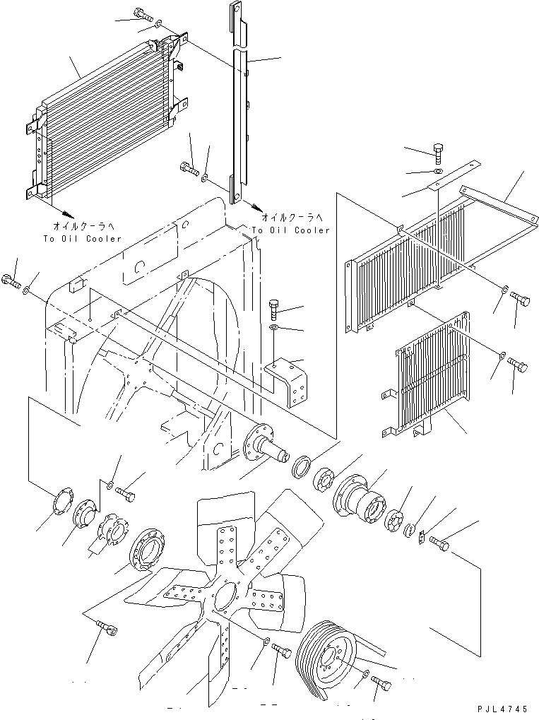 Komatsu parts book diagram for PC1100LC-6 S/N 10001-UP: COOLING (FAN MOUNT AND GUARD) (WIHT AIR CONDITIONER)(#10158-)