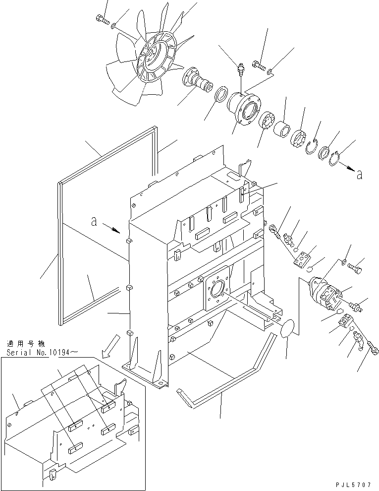 Komatsu parts book diagram for PC1100LC-6 S/N 10001-UP: COOLING (AFTER COOLER) (SHROUD AND FAN MOUNT)(#10158-)