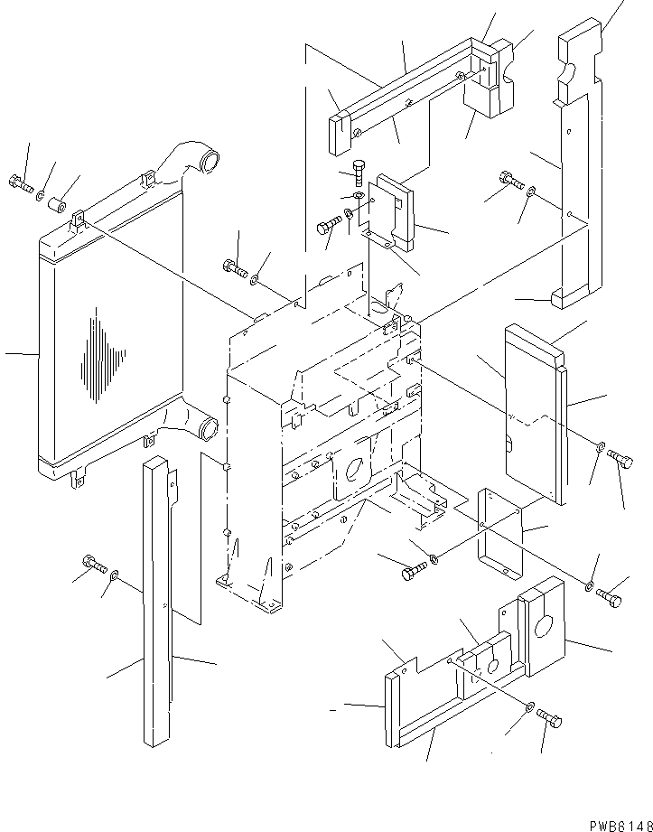 Komatsu parts book diagram for PC1100LC-6 S/N 10001-UP: COOLING (AFTER COOLER) (WIND-BRAKER)(#10001-10157)