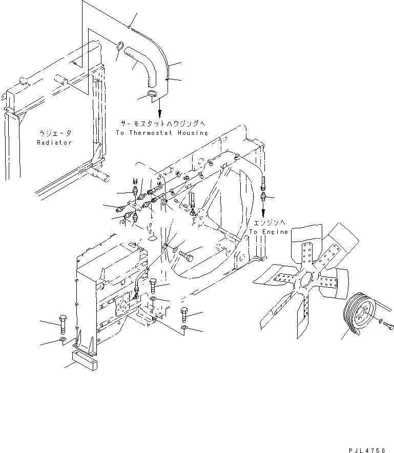 Komatsu parts book diagram for PC1100LC-6 S/N 10001-UP: COOLING (MOUNT AND LUBRICATION PIPING)(#10158-)