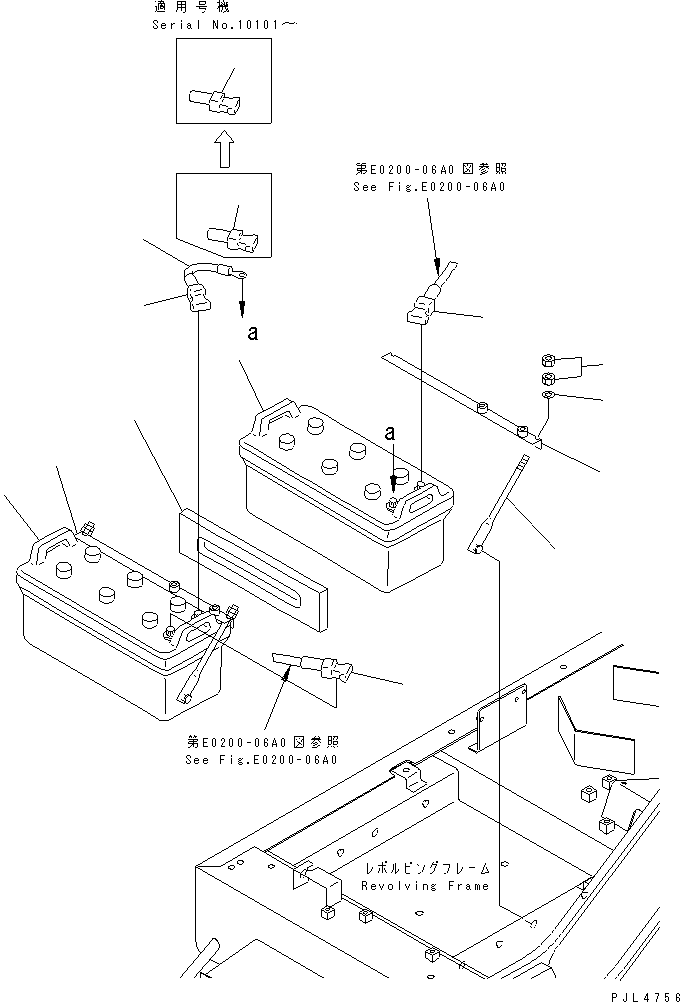 Komatsu parts book diagram for PC1100LC-6 S/N 10001-UP: BATTERY (DRY) (C200)