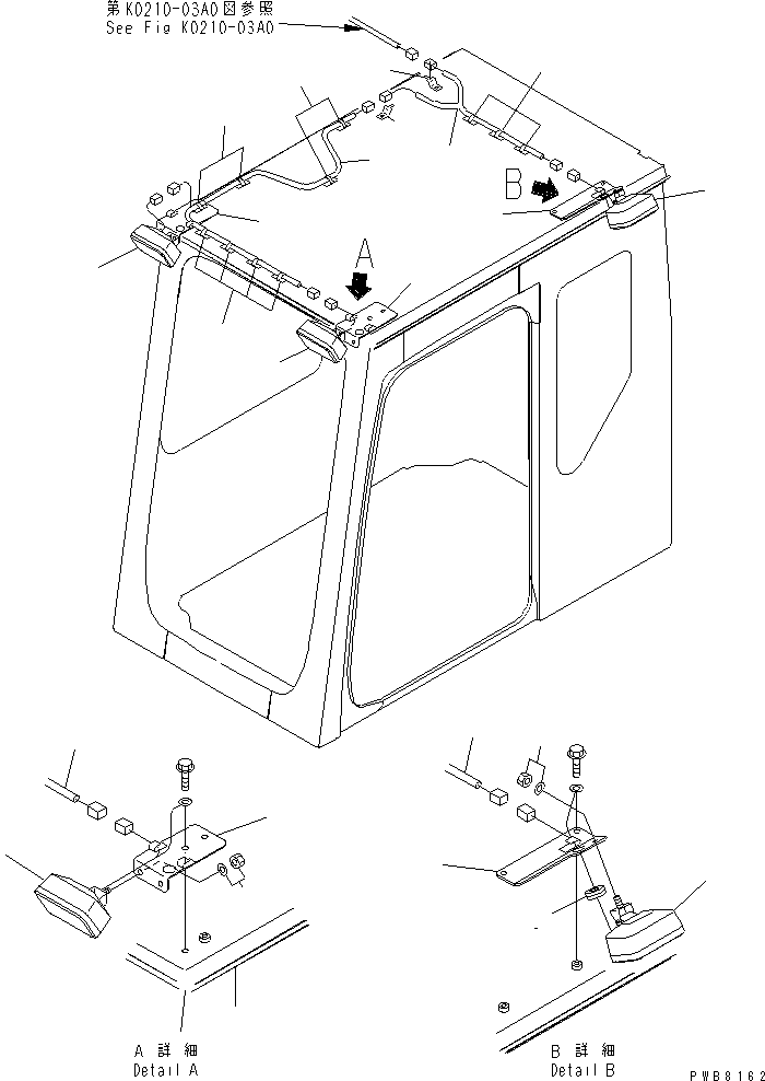 Komatsu parts book diagram for PC1100LC-6 S/N 10001-UP: ADDITIONAL WORK LAMP(#10001-10157)