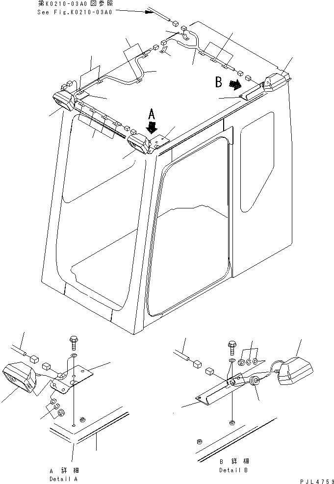 Komatsu parts book diagram for PC1100LC-6 S/N 10001-UP: ADDITIONAL WORK LAMP(#10158-)