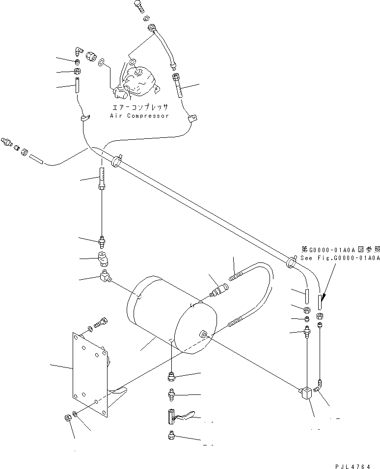 Komatsu parts book diagram for PC1100LC-6 S/N 10001-UP: AIR SYSTEM (AIR TANK)(#10157-)