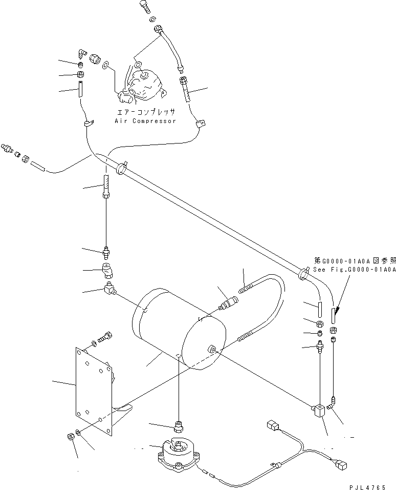 Komatsu parts book diagram for PC1100LC-6 S/N 10001-UP: AIR SYSTEM (AIR TANK) (COLD WEATHER A SPEC.)(#10157-)