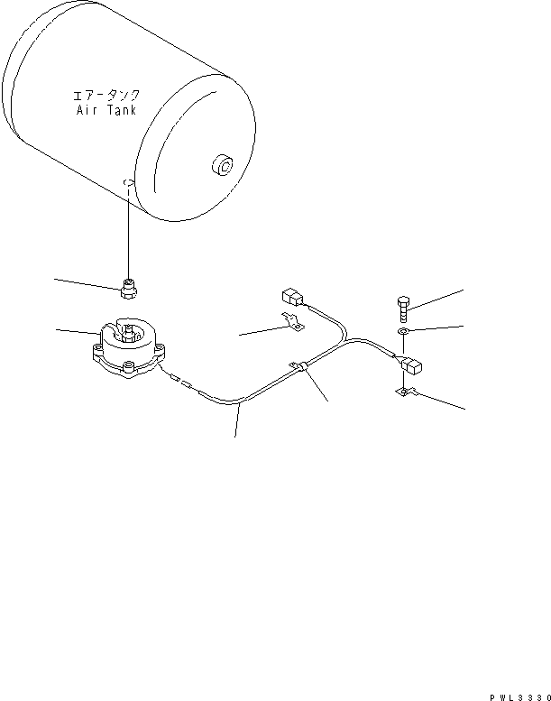 Komatsu parts book diagram for PC1100LC-6 S/N 10001-UP: AIR SYSTEM (AIR TANK DRAIN) (COLD WEATHER A SPEC.)(#10078-)