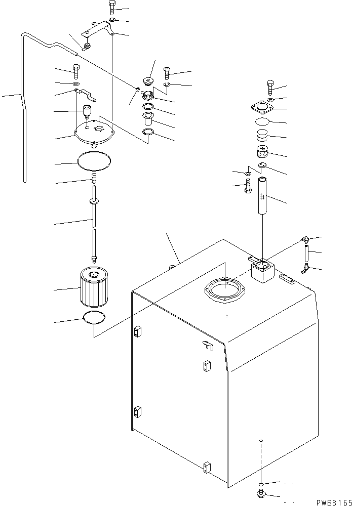 Komatsu parts book diagram for PC1100LC-6 S/N 10001-UP: HYDRAULIC TANK (TANK) (WITH VANDALISM PROTECTION) (FOR PULL UP CAB)(#10220-)