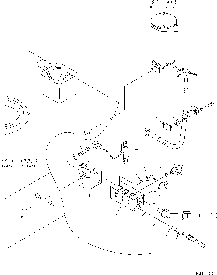 Komatsu parts book diagram for PC1100LC-6 S/N 10001-UP: HYDRAULIC TANK (SOLENOID VALVE)(#10158-)
