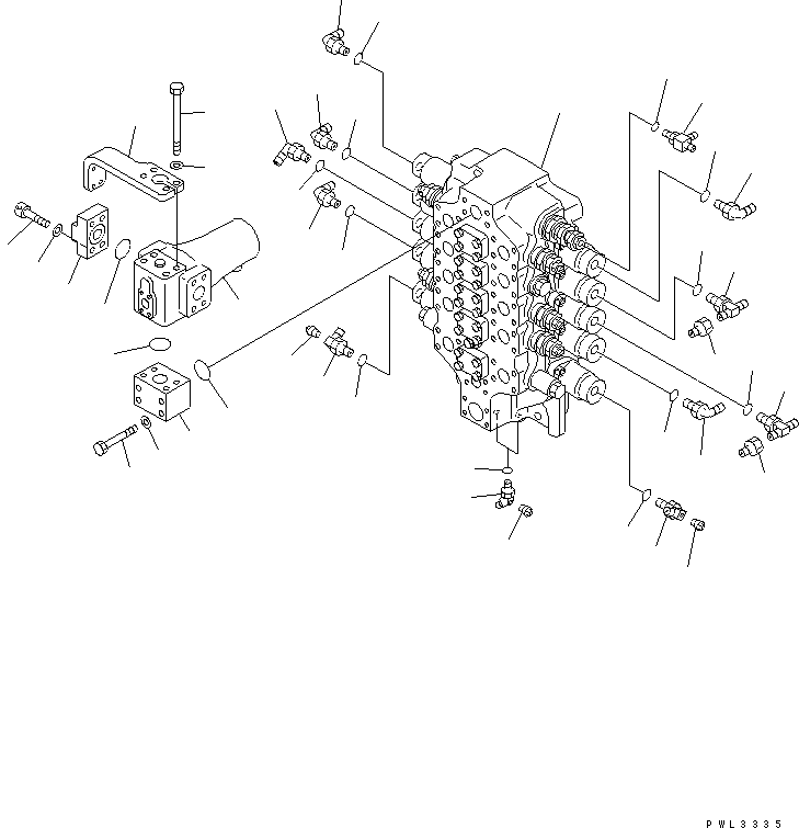 Komatsu parts book diagram for PC1100LC-6 S/N 10001-UP: MAIN VALVE (NO.1 VALVE AND JOINT PARTS) (FOR LONG ARM)