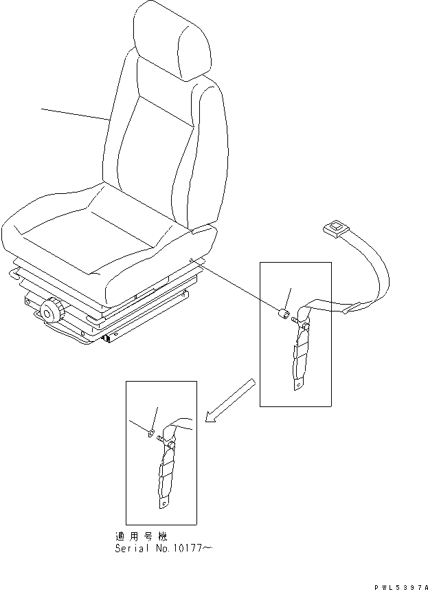 Komatsu parts book diagram for PC1100LC-6 S/N 10001-UP: OPERATOR'S SEAT (TILT) (SUSPENSION TYPE) (WRIST CONTROL)