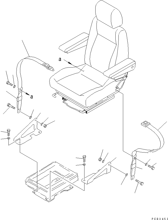Komatsu parts book diagram for PC1100LC-6 S/N 10001-UP: SEAT BELT (78MM)