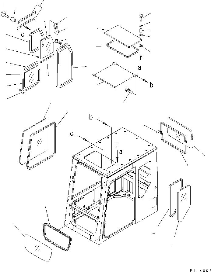 Komatsu parts book diagram for PC1100LC-6 S/N 10001-UP: OPERATOR'S CAB (WITH GUARD) (WINDOW) (PULL UP WINDOW)(#10170-)
