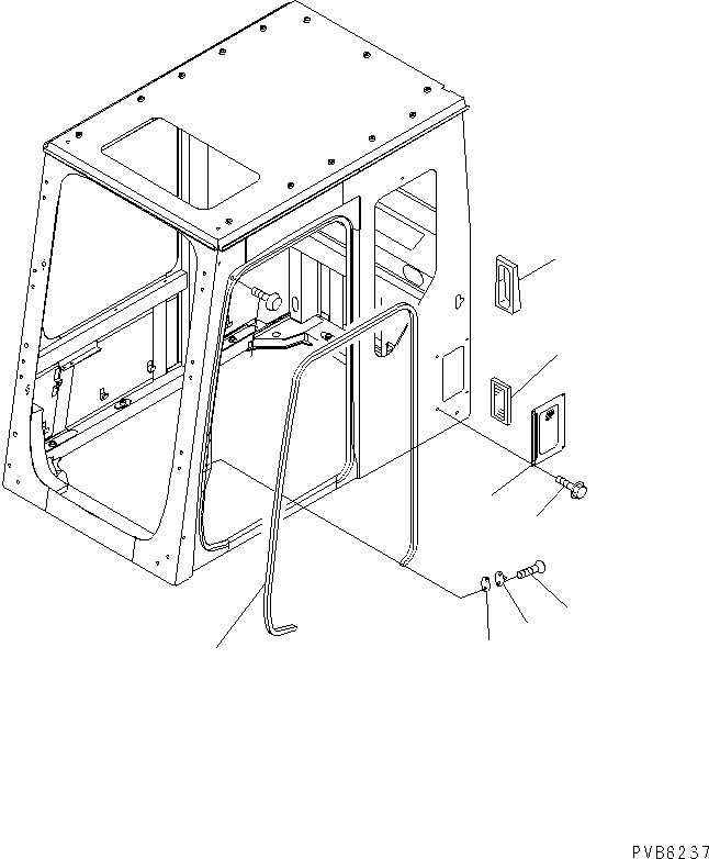 Komatsu parts book diagram for PC1100LC-6 S/N 10001-UP: OPERATOR'S CAB (WITH GUARD) (FILTER AND DOOR CATCH)