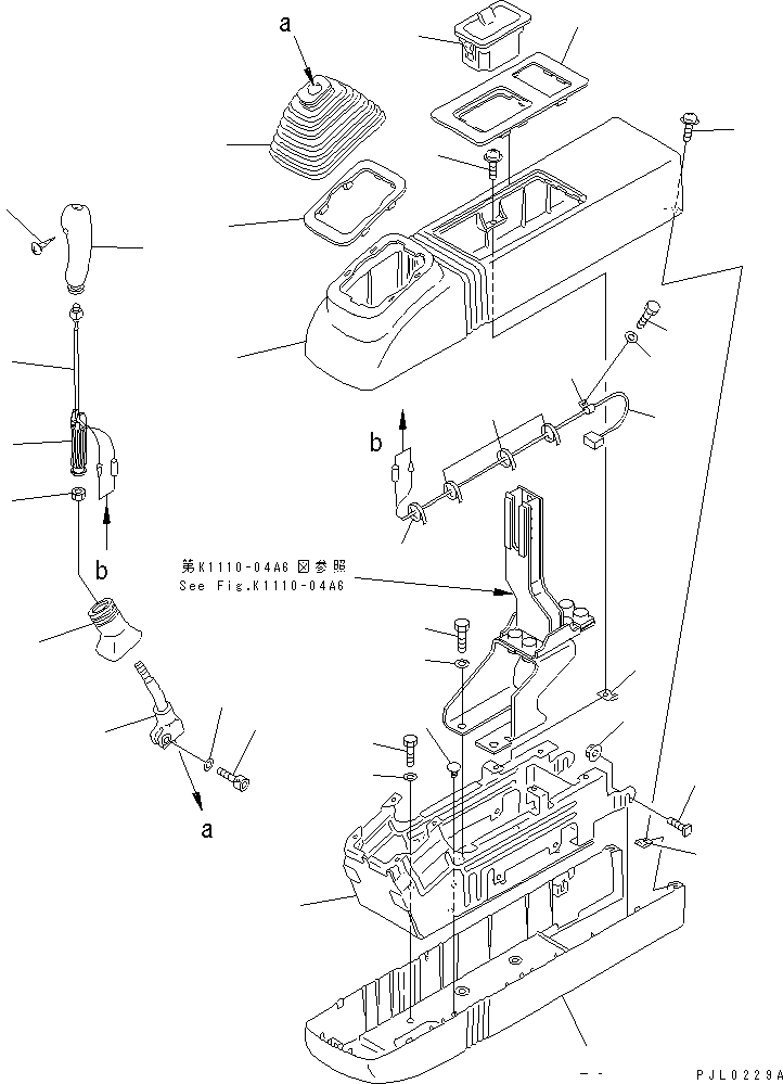 Komatsu parts book diagram for PC1100LC-6 S/N 10001-UP: FLOOR FRAME (LEFT STAND) (LEVER AND COVER) (WRIST CONTROL) (FOR LOADER)(#10158-)