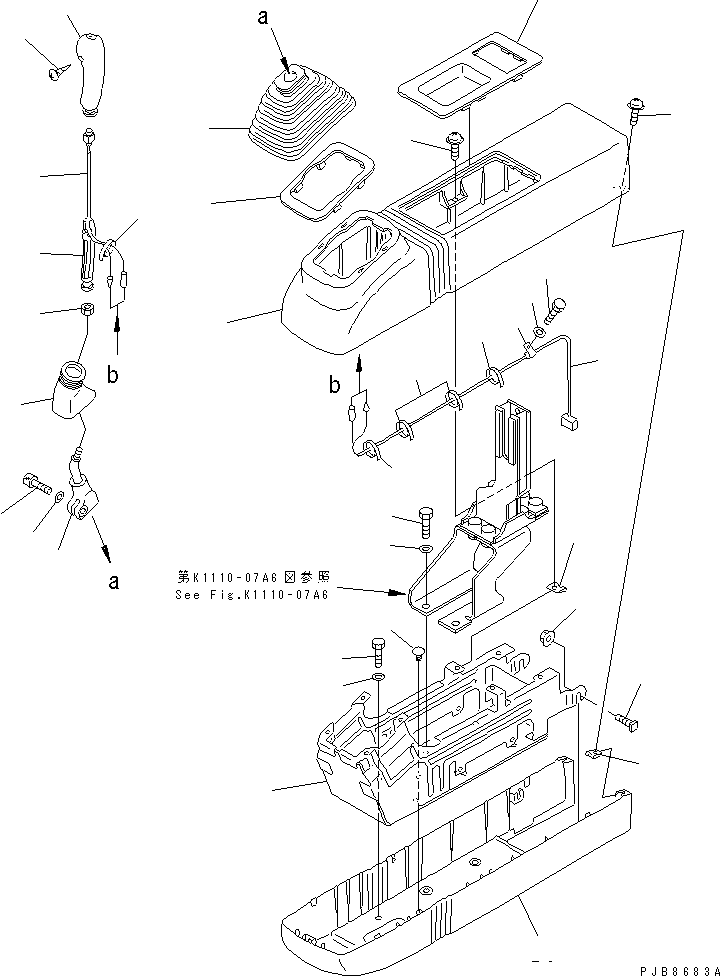 Komatsu parts book diagram for PC1100LC-6 S/N 10001-UP: FLOOR FRAME (RIGHT STAND) (LEVER AND COVER) (WRIST CONTROL)(#10158-)