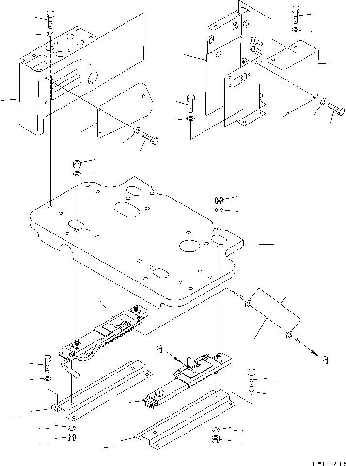 Komatsu parts book diagram for PC1100LC-6 S/N 10001-UP: FLOOR FRAME (RIGHT STAND) (STAND ? FRAME AND ADJUSTER) (FOR HIGH CAB) (FOR LOADER)(#10158-)