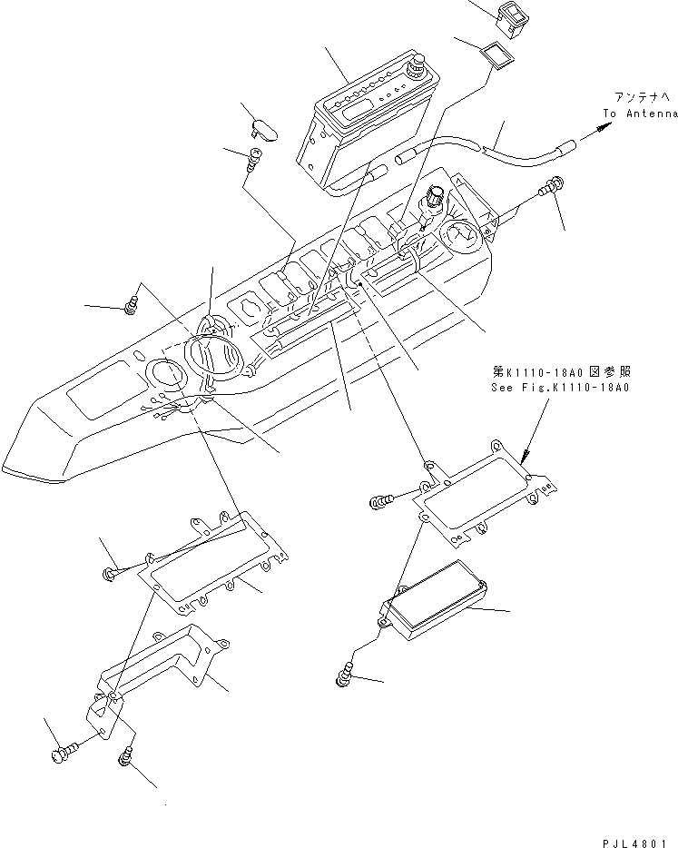Komatsu parts book diagram for PC1100LC-6 S/N 10001-UP: FLOOR FRAME (PANEL AND BASE) (RADIO PANEL) (FOR ASIA)(#10158-)