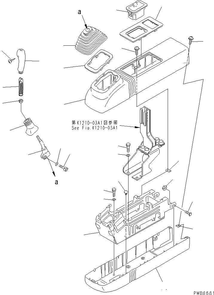 Komatsu parts book diagram for PC1100LC-6 S/N 10001-UP: LEFT STAND (LEVER AND COVER) (WRIST CONTROL)(#10001-10157)