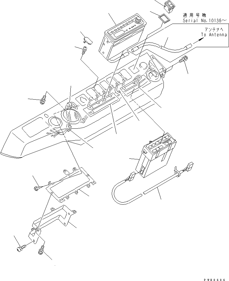 Komatsu parts book diagram for PC1100LC-6 S/N 10001-UP: PANEL AND BASE (RADIO AND AIR CONDITIONER PANEL) (FOR U.S.A.)(#10001-10157)