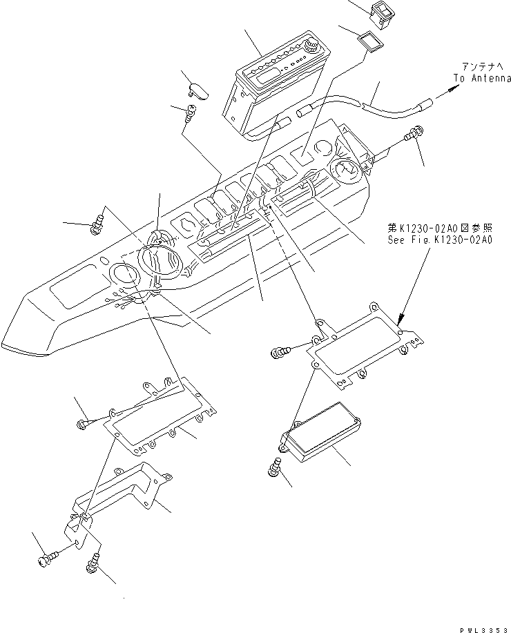 Komatsu parts book diagram for PC1100LC-6 S/N 10001-UP: PANEL AND BASE (RADIO) (FOR U.S.A.)(#10001-10157)