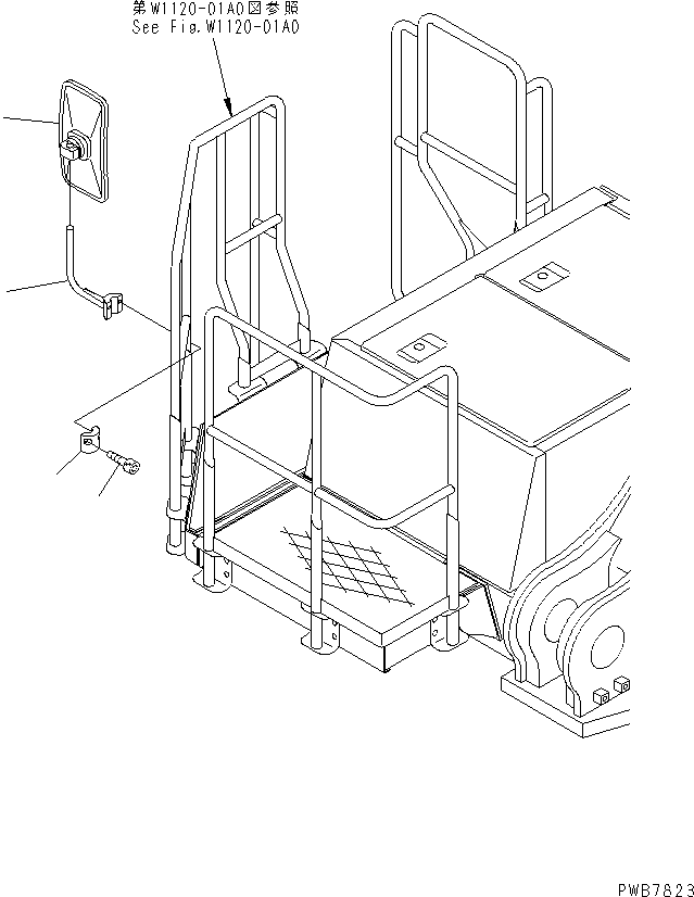 Komatsu parts book diagram for PC1100LC-6 S/N 10001-UP: REAL VIEW MIRROR (R.H.)