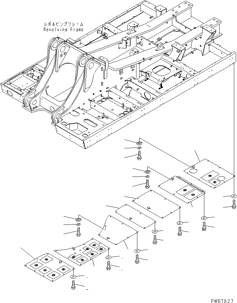 Komatsu parts book diagram for PC1100LC-6 S/N 10001-UP: UNDER COVER (HEAVY DUTY) (REVOLVING FRAME) (DECK ? L.H.)(#10001-10004)