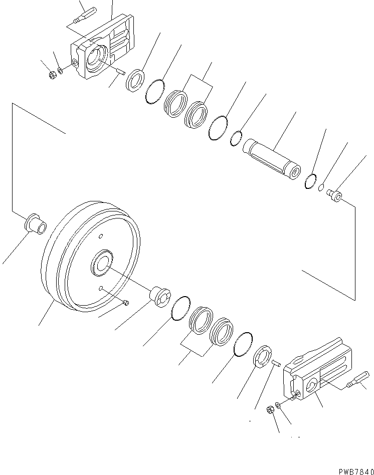 Komatsu parts book diagram for PC1100LC-6 S/N 10001-UP: TRACK FRAME (FRONT IDLER) (R.H.)(#10160-)