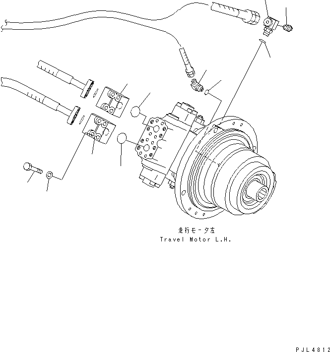 Komatsu parts book diagram for PC1100LC-6 S/N 10001-UP: TRACK FRAME (TRAVEL PIPING) (MOTOR SIDE) (L.H.)(#10160-)