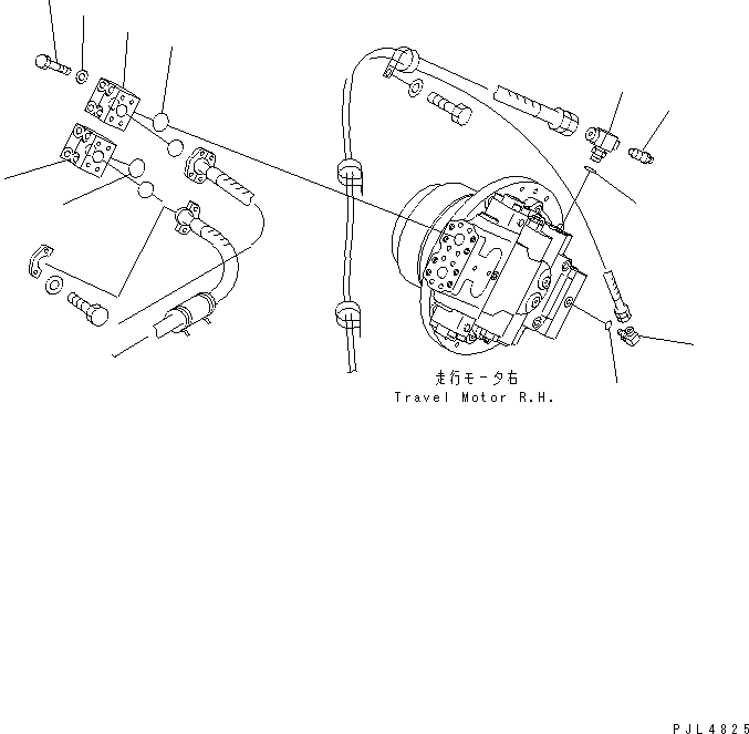 Komatsu parts book diagram for PC1100LC-6 S/N 10001-UP: TRACK FRAME (TRAVEL PIPING) (MOTOR SIDE) (R.H.)(#10160-)