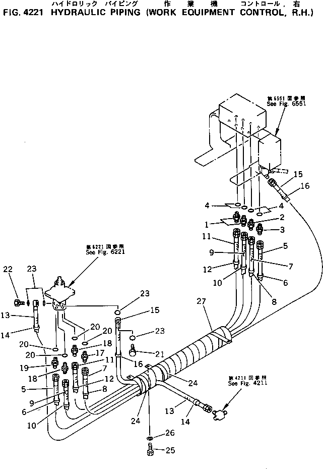 Excavators Komatsu / PC120-5C S/N 36601-UP (Custom Spec.)(pc120-0c) / HYDRAULIC PIPING (WORK EQUIPMENT CONTROL ? R.H.)(120070 : 4221)