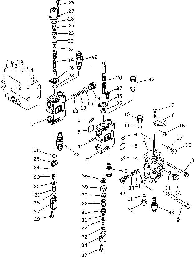 Excavators Komatsu / PC120-5C S/N 36601-UP (Custom Spec.)(pc120-0c) / HYDRAULIC CONTROL VALVE L.H.(2/4)(180180 : 6202)