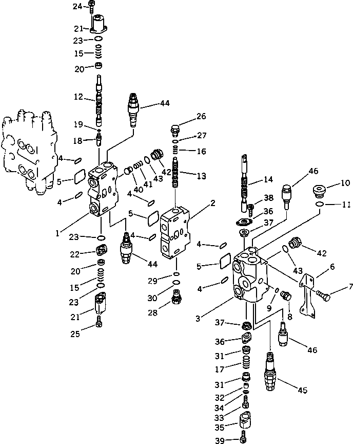 Excavators Komatsu / PC120-5C S/N 36601-UP (Custom Spec.)(pc120-0c) / HYDRAULIC CONTROL VALVE R.H.(2/4)(180220 : 6212)