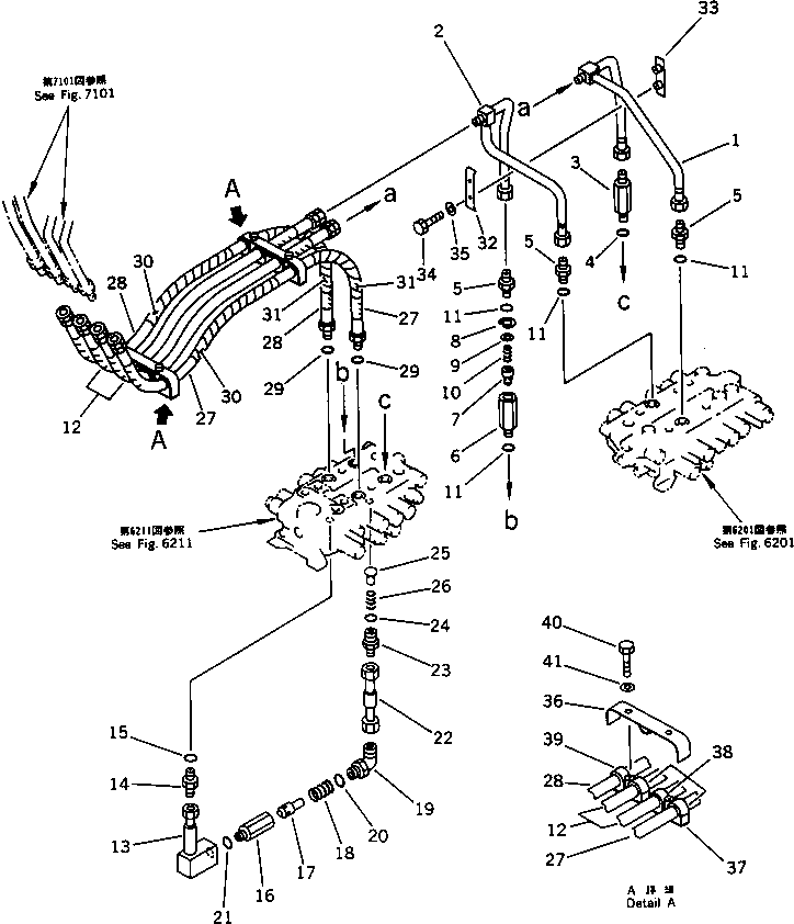 Excavators Komatsu / PC120-5C S/N 36601-UP (Custom Spec.)(pc120-0c) / HYDRAULIC PIPING(ARM AND BUCKET CYLINDER LINE)(CHASSIS SIDE)(180430 : 6711)