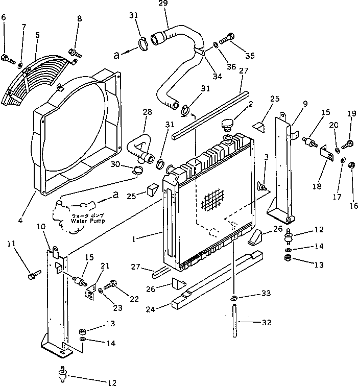 Komatsu parts book diagram for PC120-5Z S/N 36601-UP (Excel Spec.): RADIATOR AND PIPING
