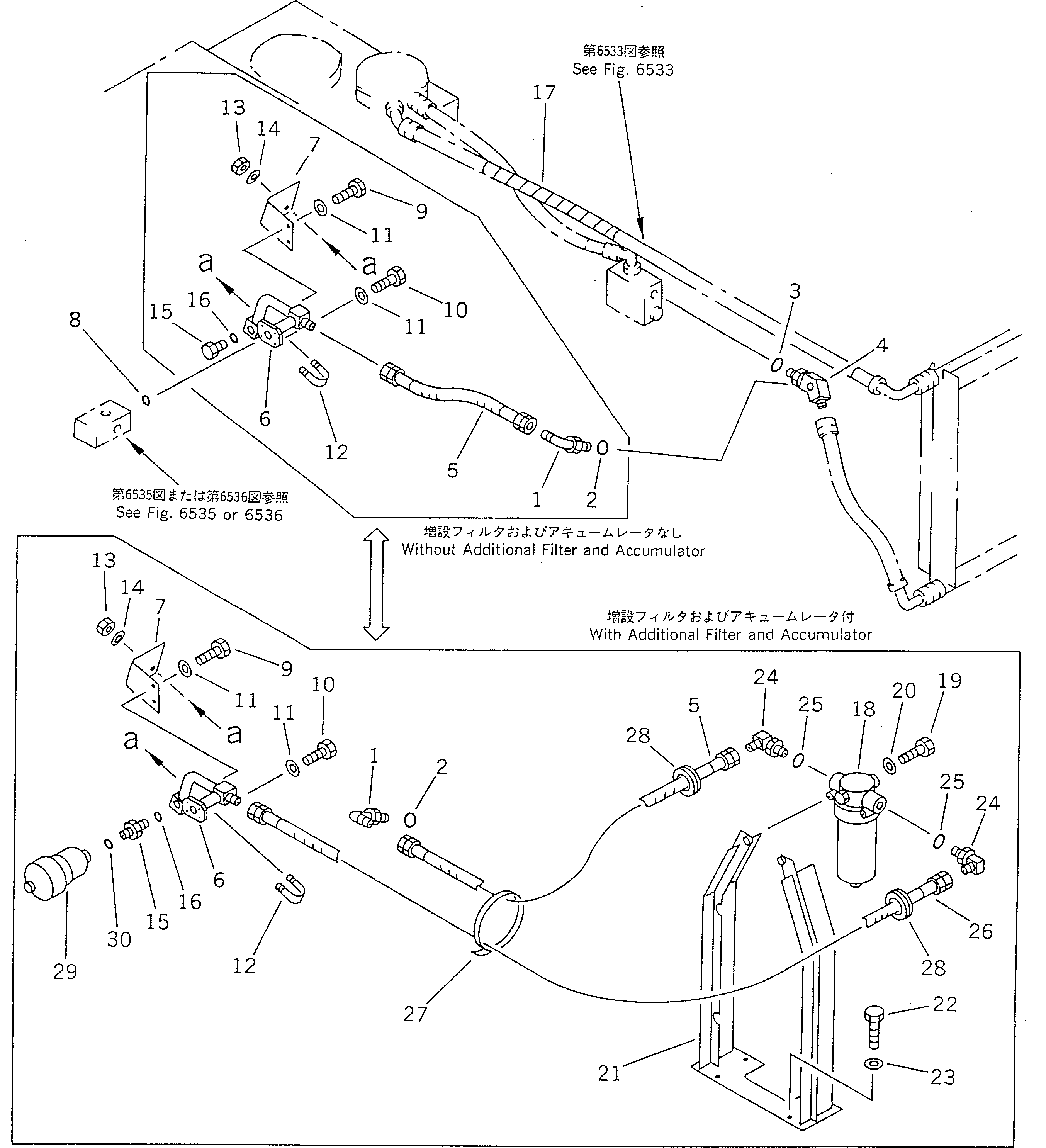 Komatsu parts book diagram for PC120-5Z S/N 36601-UP (Excel Spec.): HYDRAULIC PIPING (OIL COOLER AND RETURN LINE) (2/2)              (BREAKER AND OTHER ATTACHMENT)