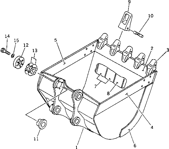 Komatsu parts book diagram for PC120-5Z S/N 36601-UP (Excel Spec.): BUCKET ? 0.55M3 WIDTH 1000MM (HORIZONTAL PIN TYPE)
