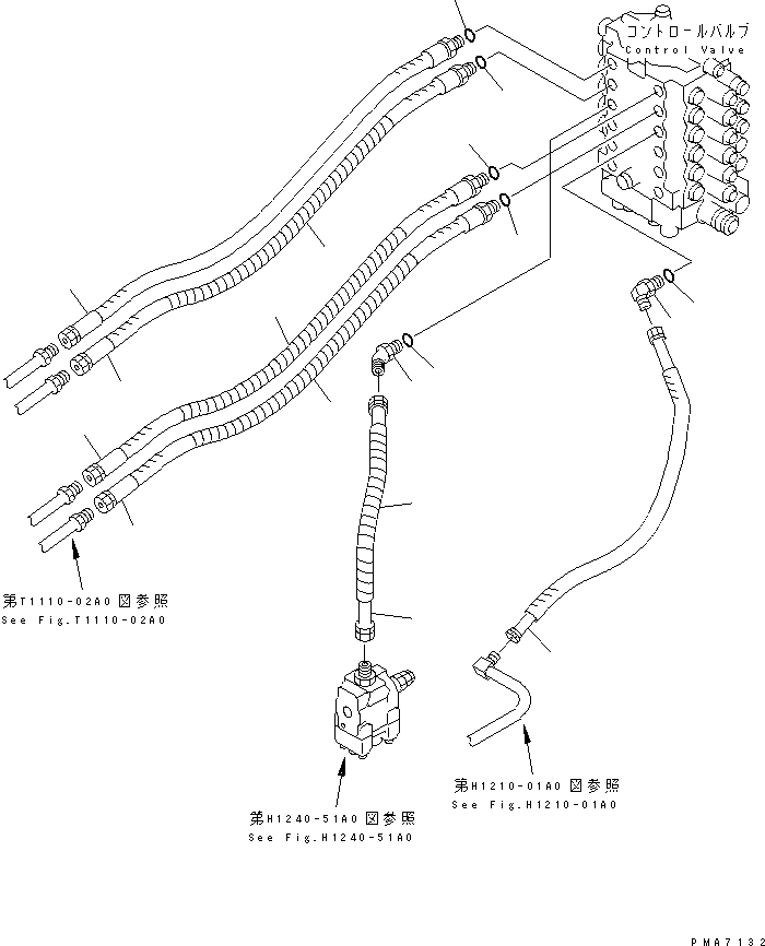 Excavators Komatsu / PC120-6Z S/N 45001-UP(pc120-8c) / VALVE PIPING (BOOM ? ARM AND BUCKET)(#49821-50200)(150460 : H1220-02A0A)