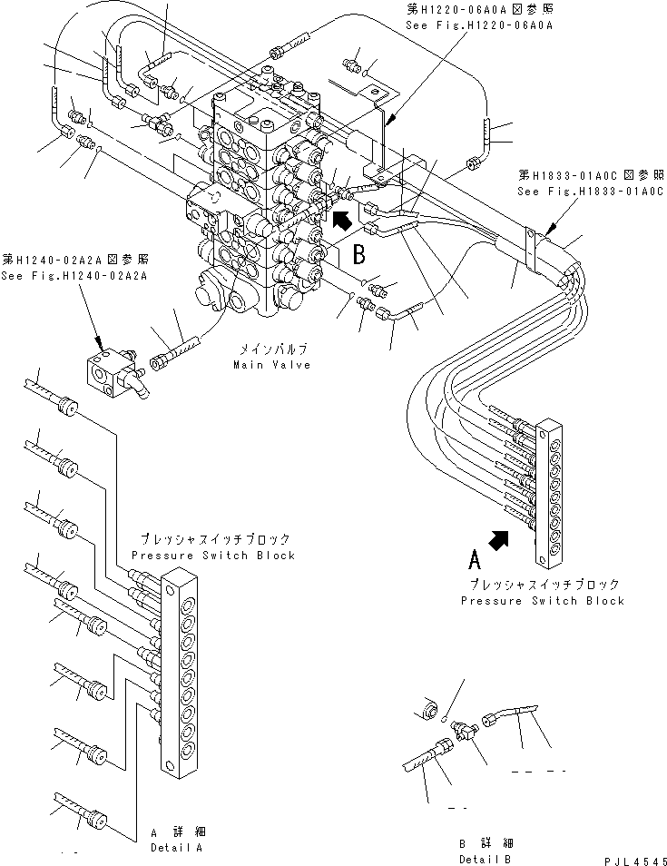 Excavators Komatsu / PC120-6Z S/N 45001-UP(pc120-8c) / VALVE PIPING (PILOT) (WITH ARM LOCK VALVE)(#63525-)(150620 : H1220-04A5A)