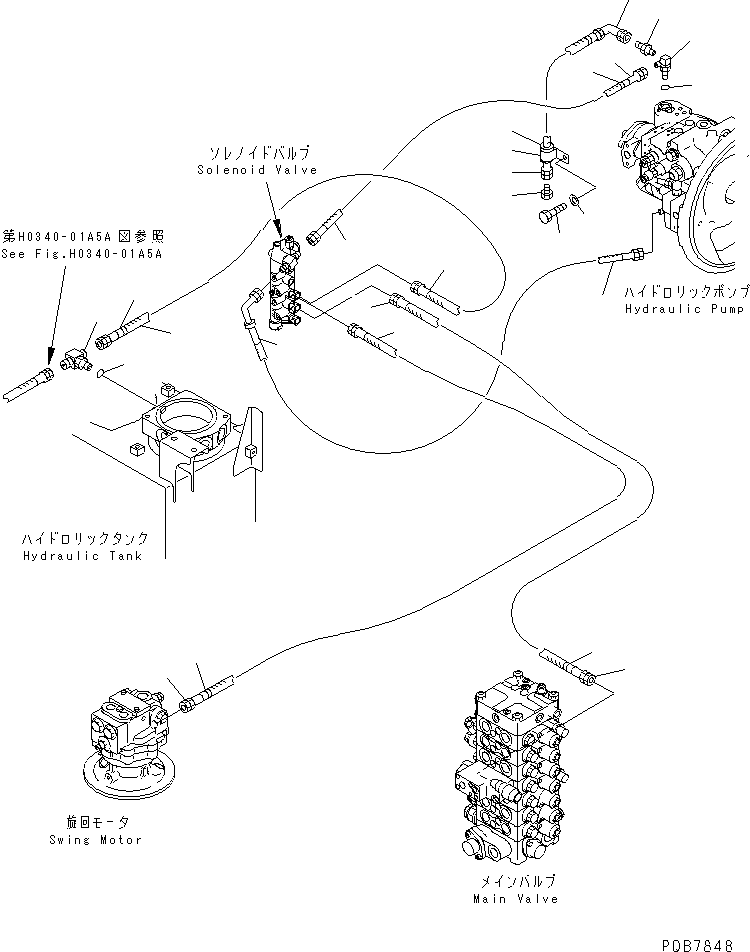 Excavators Komatsu / PC120-6Z S/N 45001-UP(pc120-8c) / SOLENOID VALVE LINE (SOLENOID VALVE PIPING)(#57000-66114)(151350 : H1831-04B2A)
