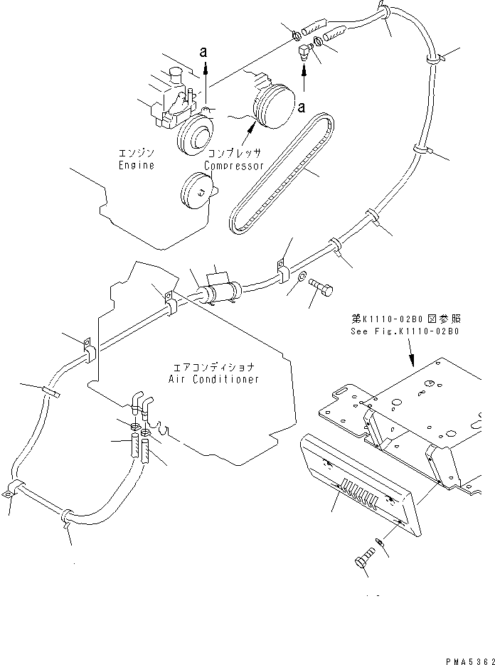 Excavators Komatsu / PC120-6Z S/N 45001-UP(pc120-8c) / AIR CONDITIONER (HEATER PIPING AND COVER)(#53011-56999)(210790 : K0700-04B2A)