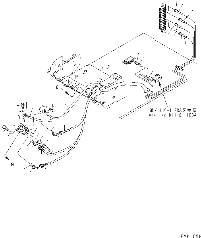 Excavators Komatsu / PC120-6Z S/N 45001-UP(pc120-8c) / FLOOR FRAME (P.P.C. WORK LINE L.H.) (P.P.C. VALVE AND LEFT STAND HOSE)(#57000-60967)(211400 : K1110-12B0A)