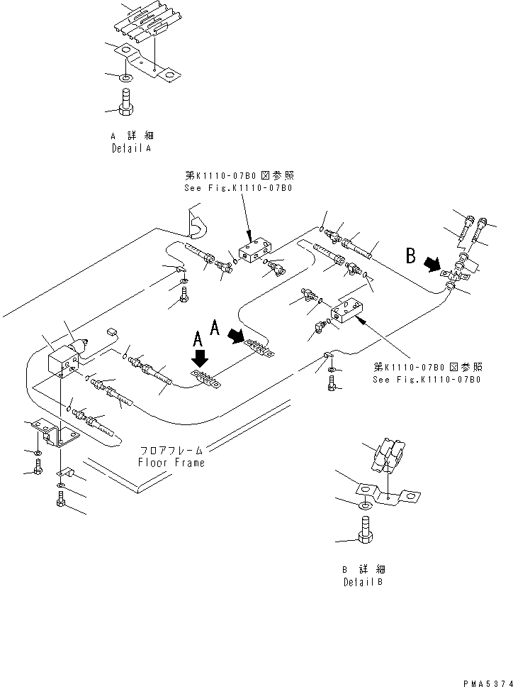 Excavators Komatsu / PC120-6Z S/N 45001-UP(pc120-8c) / FLOOR FRAME (P.P.C. PIPING) (2 ACTUATOR)(#47703-56999)(211480 : K1110-14C2)