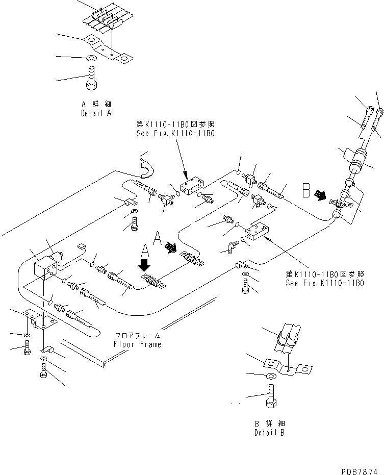Excavators Komatsu / PC120-6Z S/N 45001-UP(pc120-8c) / FLOOR FRAME (P.P.C. PIPING) (1 ACTUATOR)(#57000-60967)(211490 : K1110-14E0)