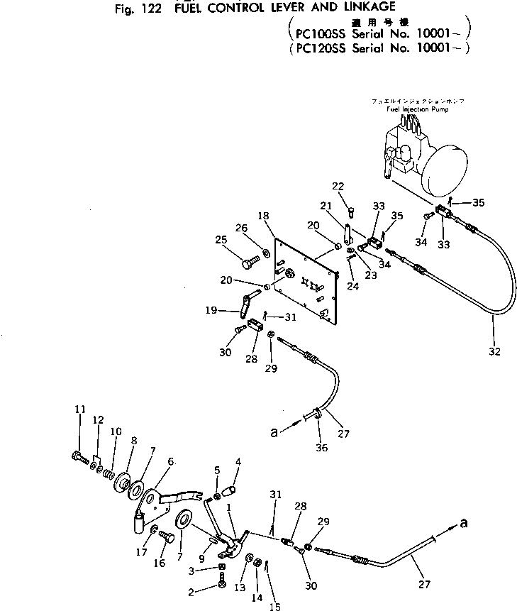 Excavators Komatsu / PC120-1 S/N 10001-UP(pc120-9c) / FUEL CONTROL LEVER AND LINKAGE (PC120SS)(030060 : 122)