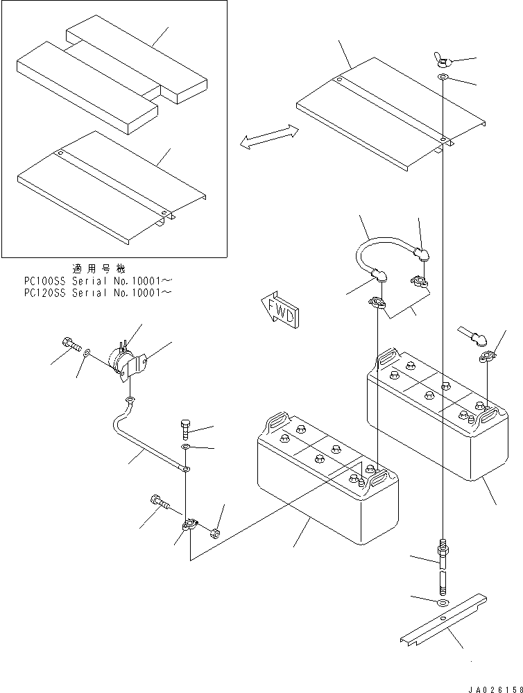 Excavators Komatsu / PC120-1 S/N 10001-UP(pc120-9c) / BATTERY AND RELAY SWITCH(#10001-10638)(030100 : 151)